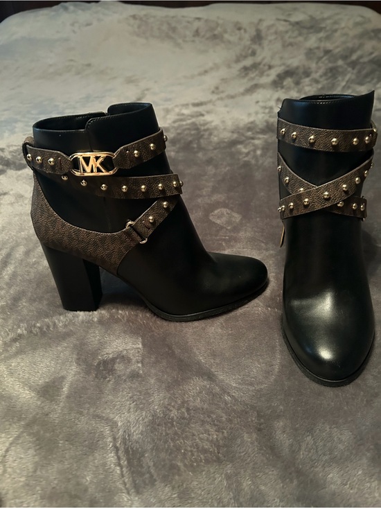 Michael Kors Shoes - Michael Kors Black Leather Ankle Booties with MK Studded Straps